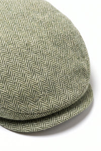 Gorra plana de mezcla de lana verde para hombre
