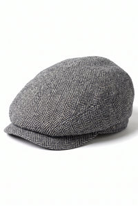 Gorra plana de mezcla de lana gris para hombre