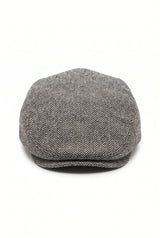 Gorra plana de mezcla de lana gris para hombre
