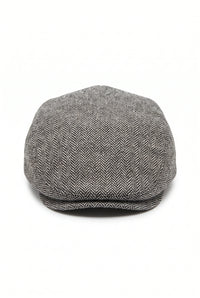 Gorra plana de mezcla de lana gris para hombre