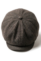 Gorra plana clásica de estilo Newsboy con estampado de espiga para hombre - Marrón