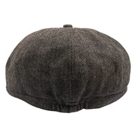 Gorra plana clásica de estilo Newsboy con estampado de espiga para hombre - Marrón