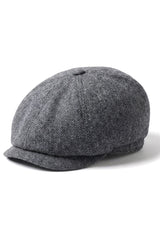 Gorra plana clásica de estilo newsboy con estampado de espiga para hombre - Gris