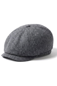 Gorra plana clásica de estilo newsboy con estampado de espiga para hombre - Gris