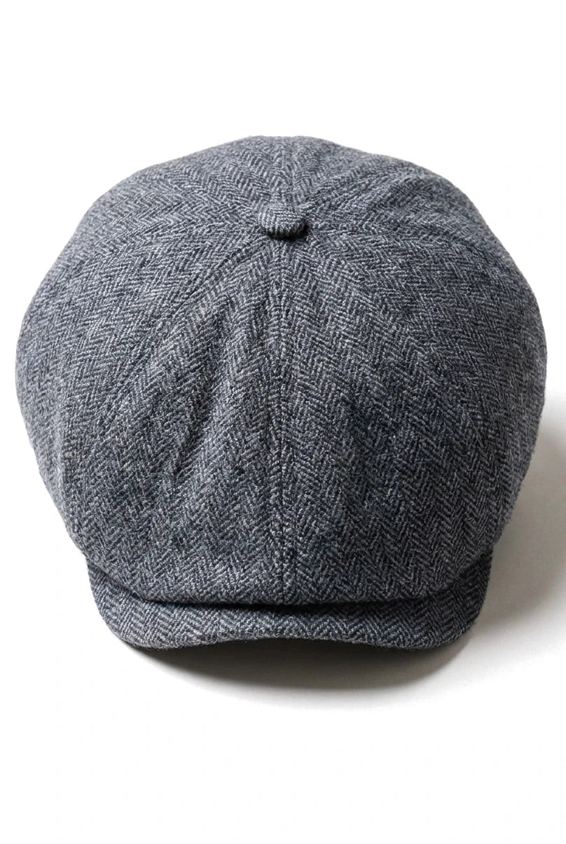 Gorra plana clásica de estilo newsboy con estampado de espiga para hombre - Gris