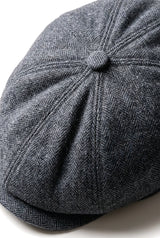 Gorra plana clásica de estilo newsboy con estampado de espiga para hombre - Gris