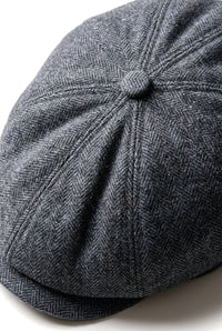 Gorra plana clásica de estilo newsboy con estampado de espiga para hombre - Gris
