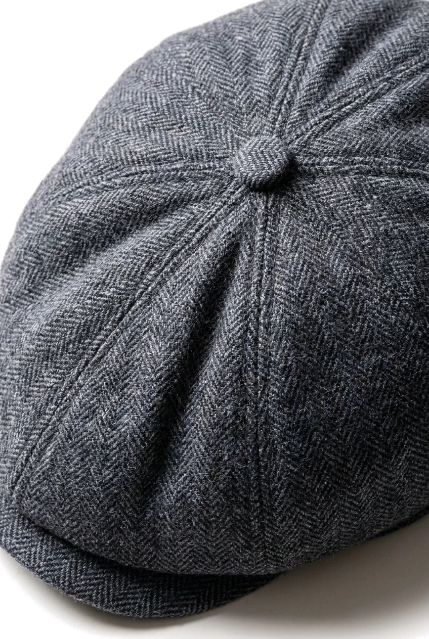 Gorra plana clásica de estilo newsboy con estampado de espiga para hombre - Gris
