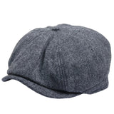 Gorra plana clásica de estilo newsboy con estampado de espiga para hombre - Gris