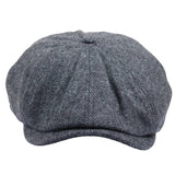 Gorra plana clásica de estilo newsboy con estampado de espiga para hombre - Gris