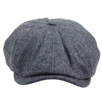 Gorra plana clásica de estilo newsboy con estampado de espiga para hombre - Gris