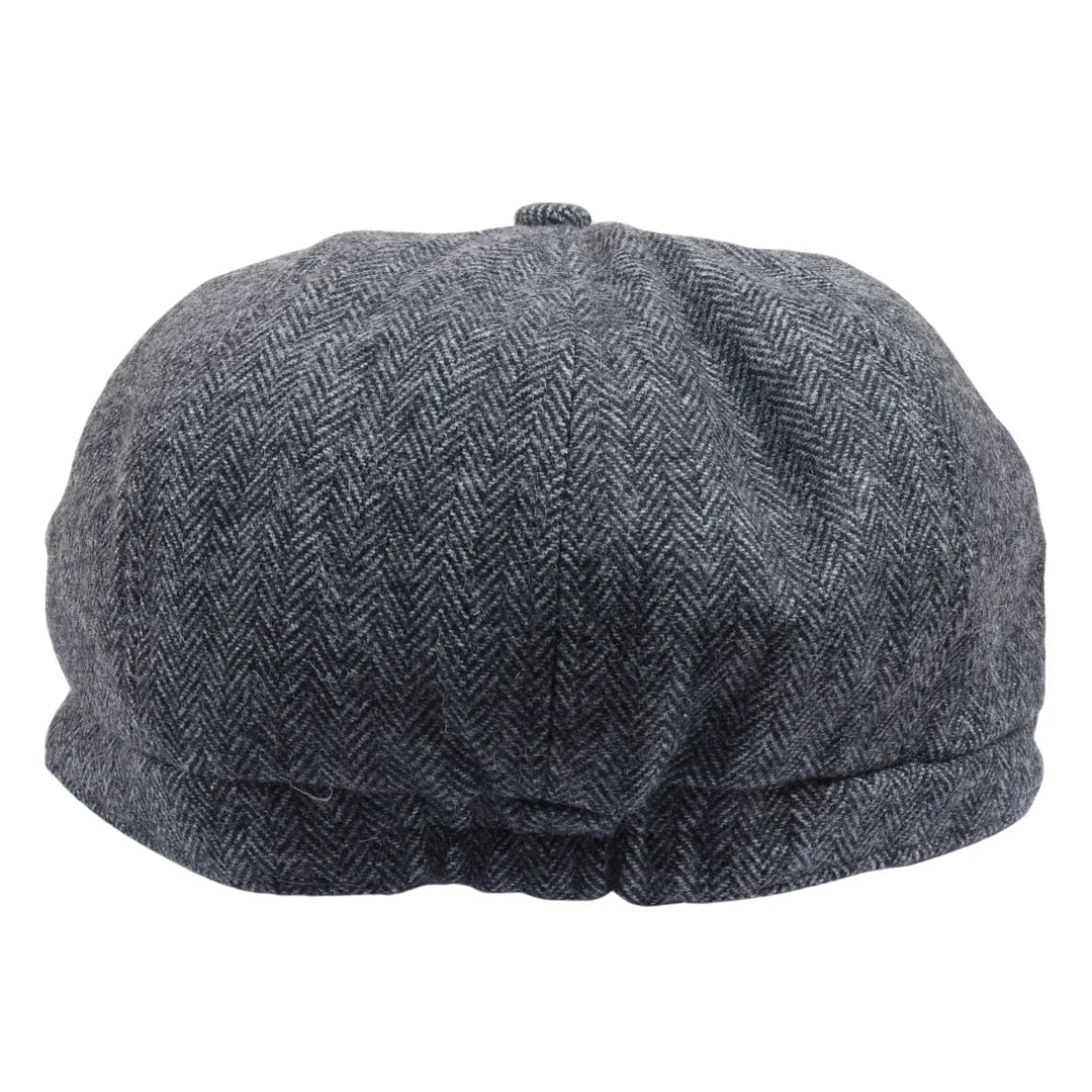 Gorra plana clásica de estilo newsboy con estampado de espiga para hombre - Gris