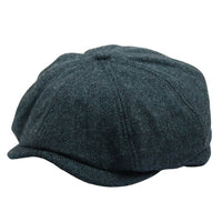 Gorra plana clásica de estilo Newsboy con estampado de espiga para hombre - Verde oliva