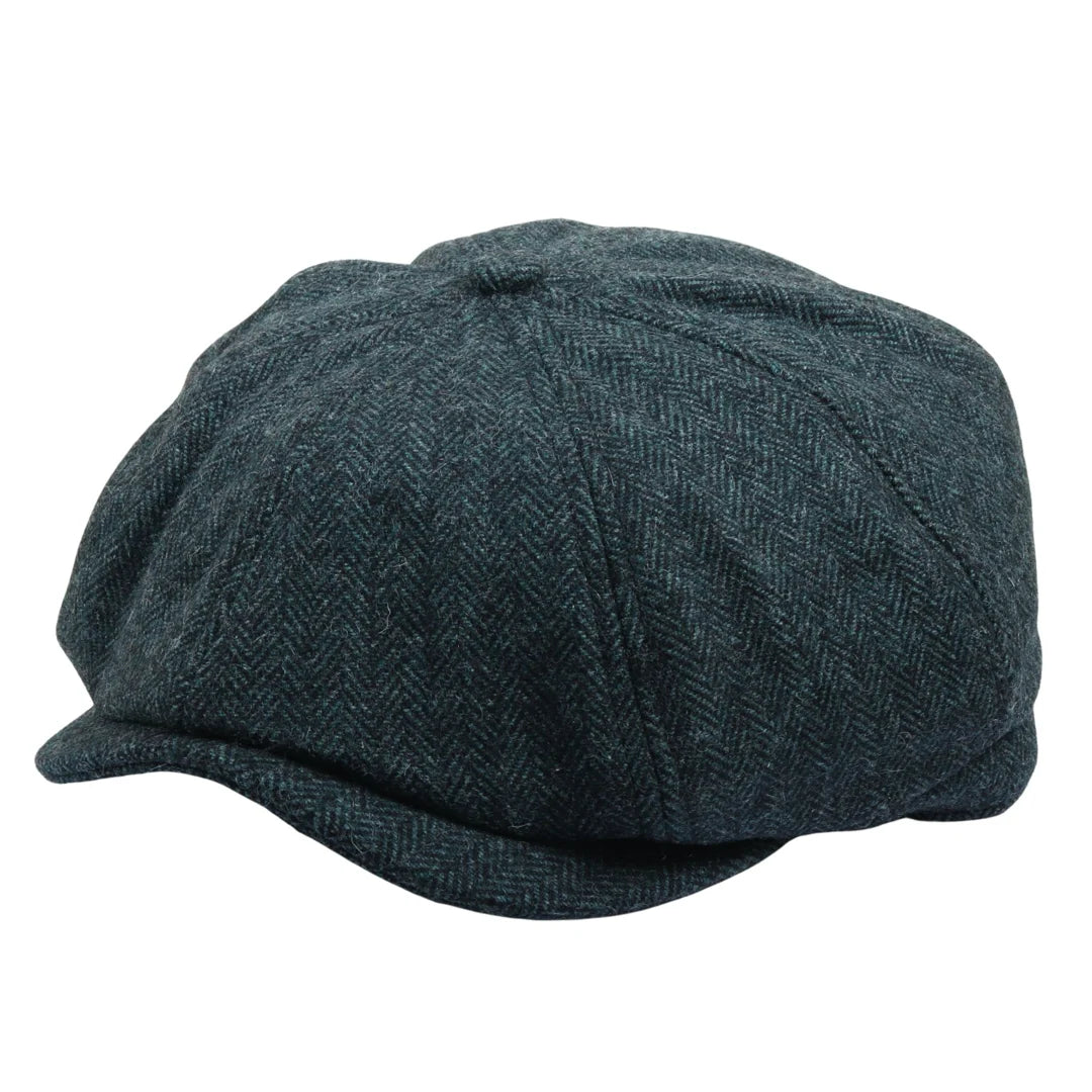 Gorra plana clásica de estilo Newsboy con estampado de espiga para hombre - Verde oliva