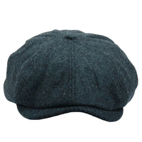 Gorra plana clásica de estilo Newsboy con estampado de espiga para hombre - Verde oliva