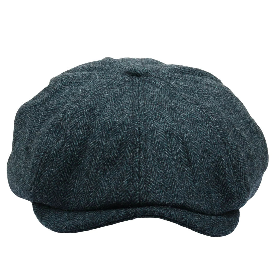 Gorra plana clásica de estilo Newsboy con estampado de espiga para hombre - Verde oliva