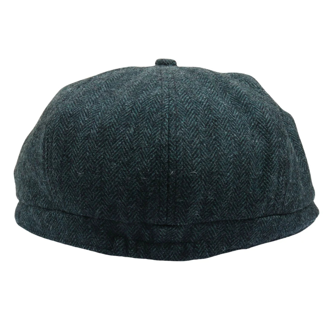 Gorra plana clásica de estilo Newsboy con estampado de espiga para hombre - Verde oliva