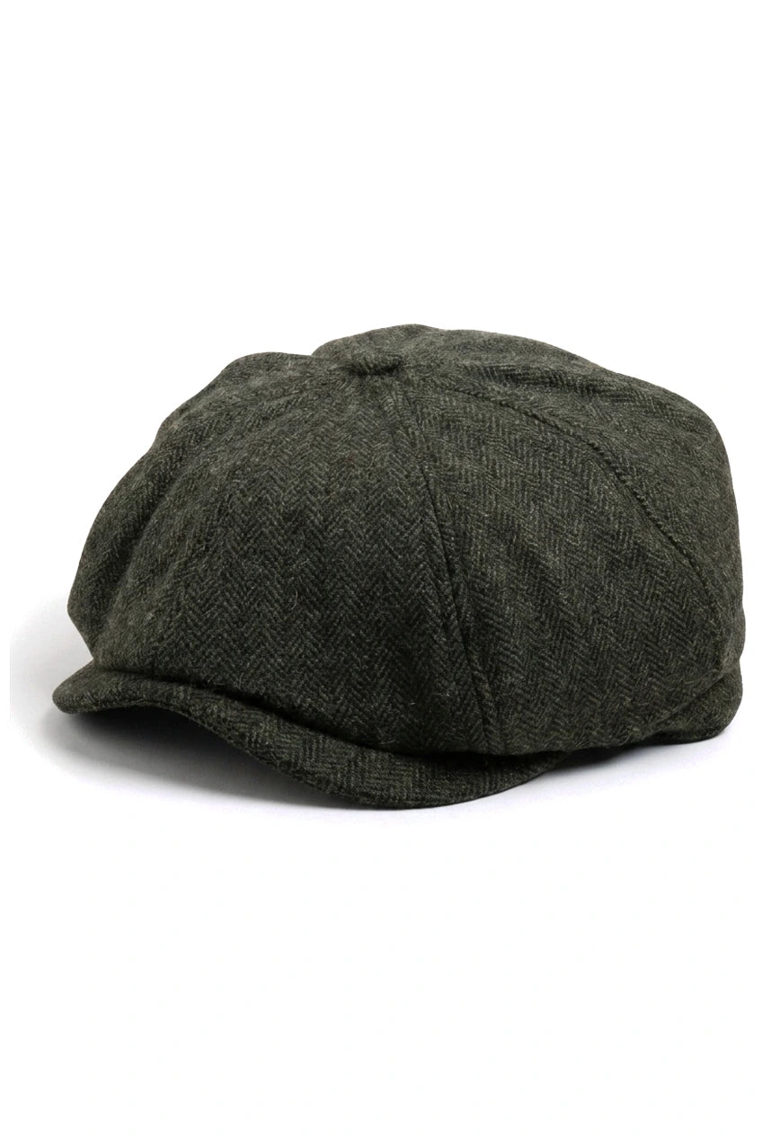 Gorra plana clásica de estilo Newsboy con estampado de espiga para hombre - Verde oliva