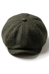 Gorra plana clásica de estilo Newsboy con estampado de espiga para hombre - Verde oliva