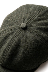 Gorra plana clásica de estilo Newsboy con estampado de espiga para hombre - Verde oliva
