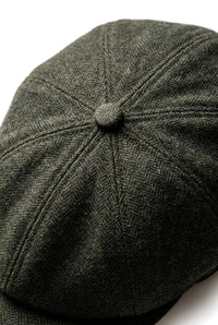 Gorra plana clásica de estilo Newsboy con estampado de espiga para hombre - Verde oliva