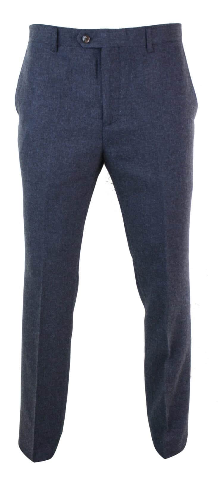 Pantalones de tweed con diseño de espiga para hombre - Cavani Martez - Azul marino