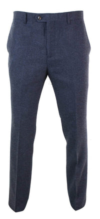 Pantalones de tweed con diseño de espiga para hombre - Cavani Martez - Azul marino