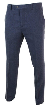 Pantalones de tweed con diseño de espiga para hombre - Cavani Martez - Azul marino