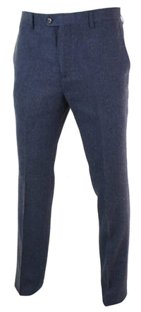 Pantalones de tweed con diseño de espiga para hombre - Cavani Martez - Azul marino