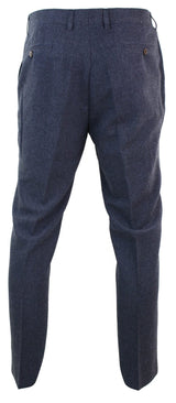 Pantalones de tweed con diseño de espiga para hombre - Cavani Martez - Azul marino
