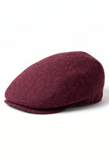 Gorra plana de mezcla de lana color vino para hombre