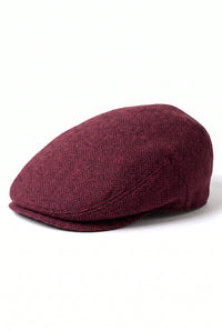 Gorra plana de mezcla de lana color vino para hombre