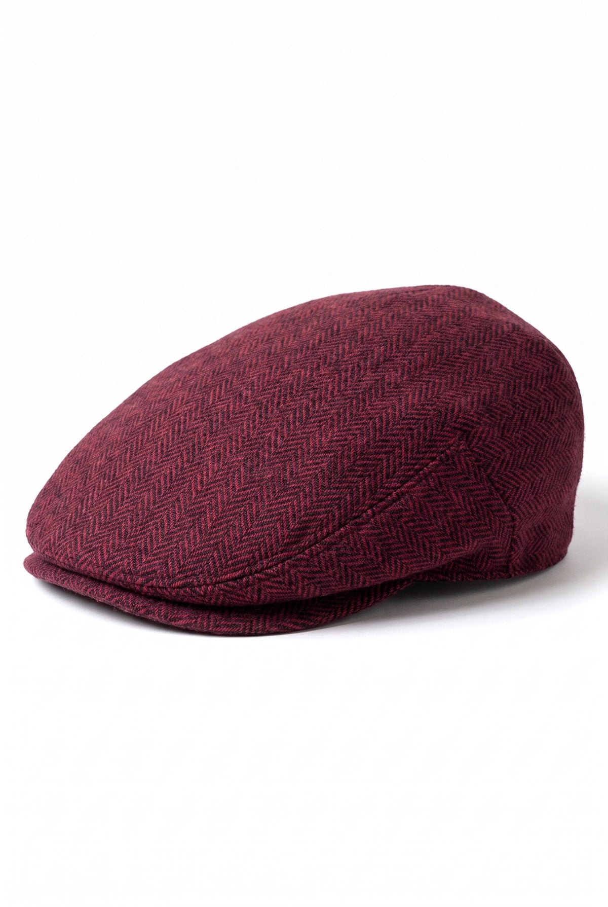 Gorra plana de mezcla de lana color vino para hombre
