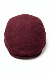 Gorra plana de mezcla de lana color vino para hombre
