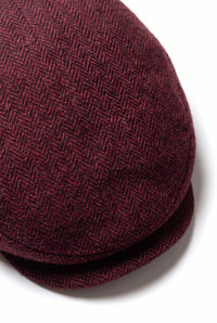 Gorra plana de mezcla de lana color vino para hombre