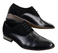 Zapatos de diseñador elegantes e informales de cuero italiano y gamuza para hombre, color marrón, azul marino y negro.