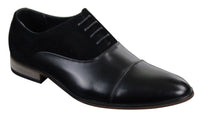 Zapatos de diseñador elegantes e informales de cuero italiano y gamuza para hombre, color marrón, azul marino y negro.