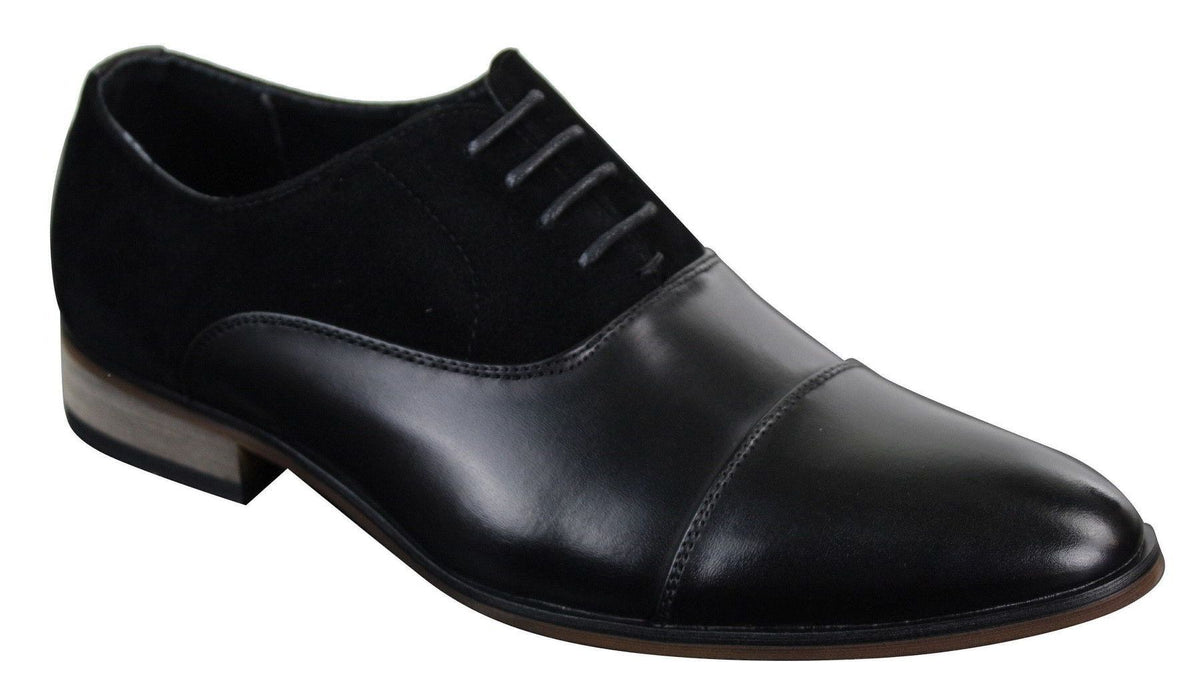 Zapatos de diseñador elegantes e informales de cuero italiano y gamuza para hombre, color marrón, azul marino y negro.
