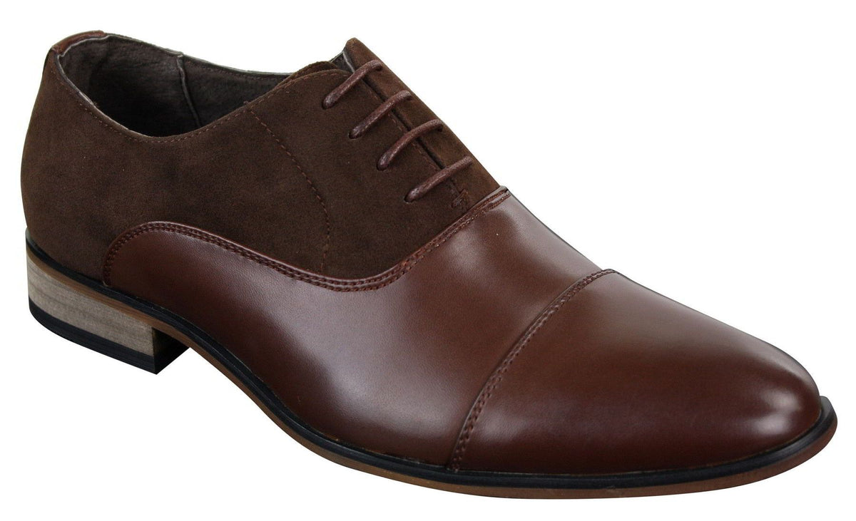 Zapatos de diseñador elegantes e informales de cuero italiano y gamuza para hombre, color marrón, azul marino y negro.