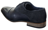 Zapatos de diseñador elegantes e informales de cuero italiano y gamuza para hombre, color marrón, azul marino y negro.