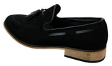 Mocasines italianos para hombre, estilo mocasín, con borlas, de ante, color azul, negro y marrón.