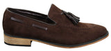 Mocasines italianos para hombre, estilo mocasín, con borlas, de ante, color azul, negro y marrón.