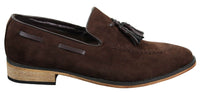 Mocasines italianos para hombre, estilo mocasín, con borlas, de ante, color azul, negro y marrón.