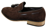 Mocasines italianos para hombre, estilo mocasín, con borlas, de ante, color azul, negro y marrón.