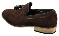 Mocasines italianos para hombre, estilo mocasín, con borlas, de ante, color azul, negro y marrón.