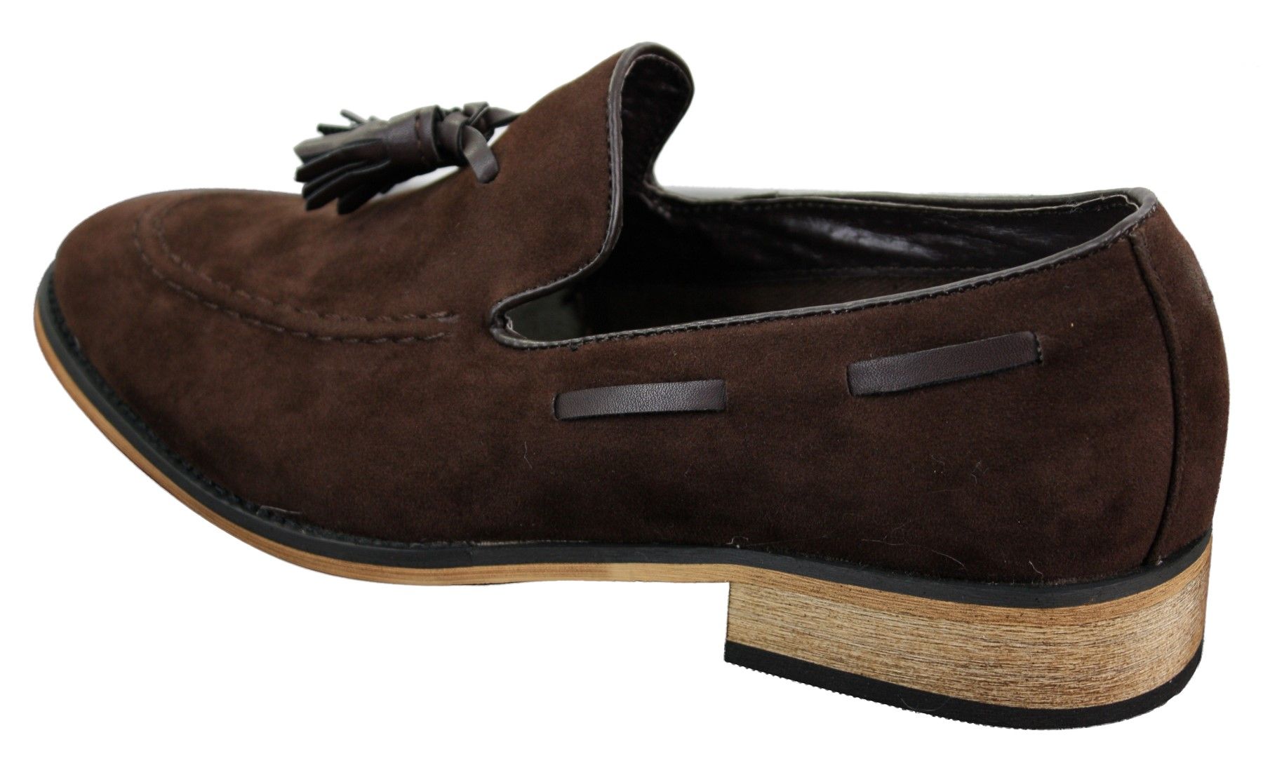 Mocasines italianos para hombre, estilo mocasín, con borlas, de ante, color azul, negro y marrón.