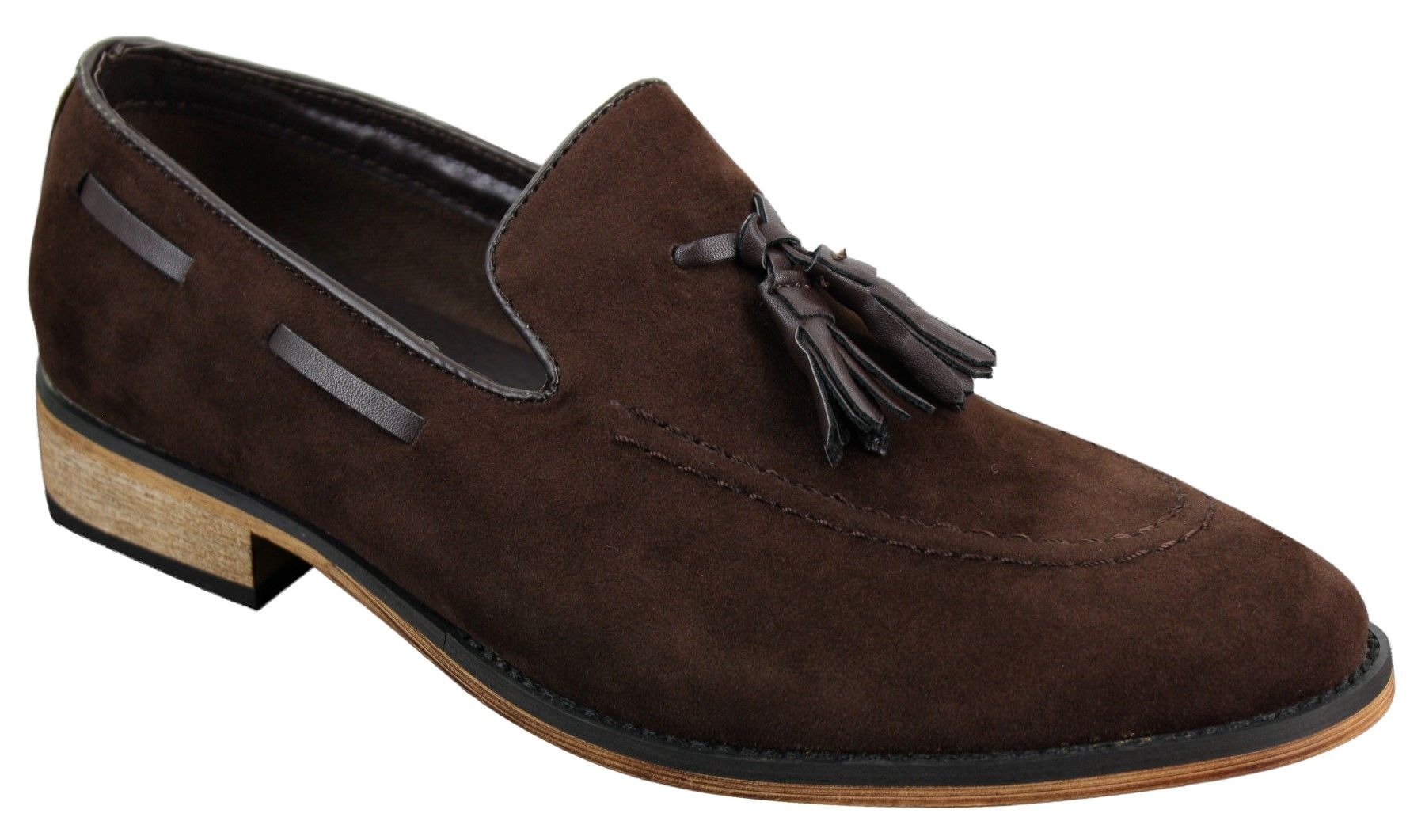 Mocasines italianos para hombre, estilo mocasín, con borlas, de ante, color azul, negro y marrón.