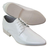 Zapatos elegantes de hombre con cordones, forrados en piel, para fiestas y bodas, de charol italiano con punta brillante.