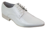 Zapatos elegantes de hombre con cordones, forrados en piel, para fiestas y bodas, de charol italiano con punta brillante.