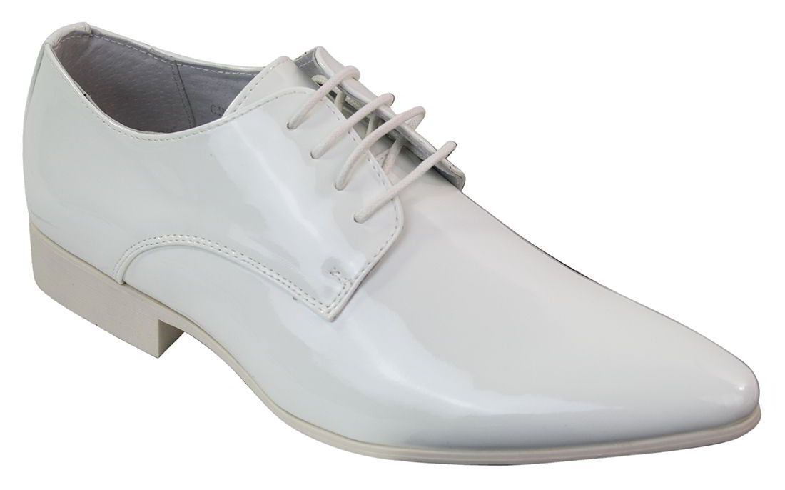 Zapatos elegantes de hombre con cordones, forrados en piel, para fiestas y bodas, de charol italiano con punta brillante.